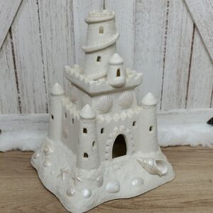 Sandcastle Ceramic Decor Tea Light Holder Ocean Beach Coastal Decor